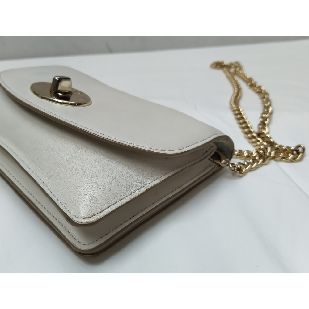 Coach Ivory Leather Chain Strap Turnlock Flap Closure Crossbody Bag - Picture 8 of 16